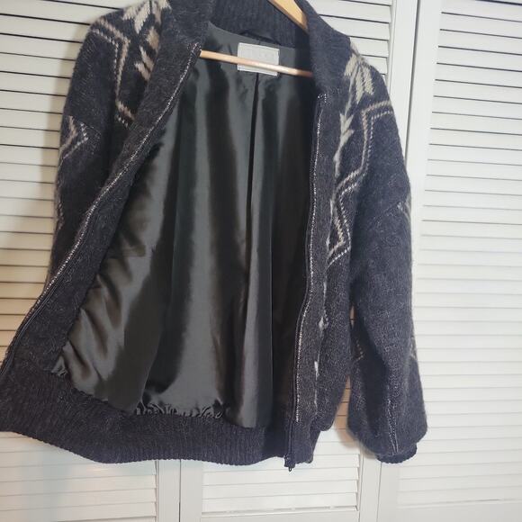 Vtg Iceland Wool Gray Zip Jacket Snowflake Alafoss Icewool Lined Sm Unisex - Picture 7 of 10